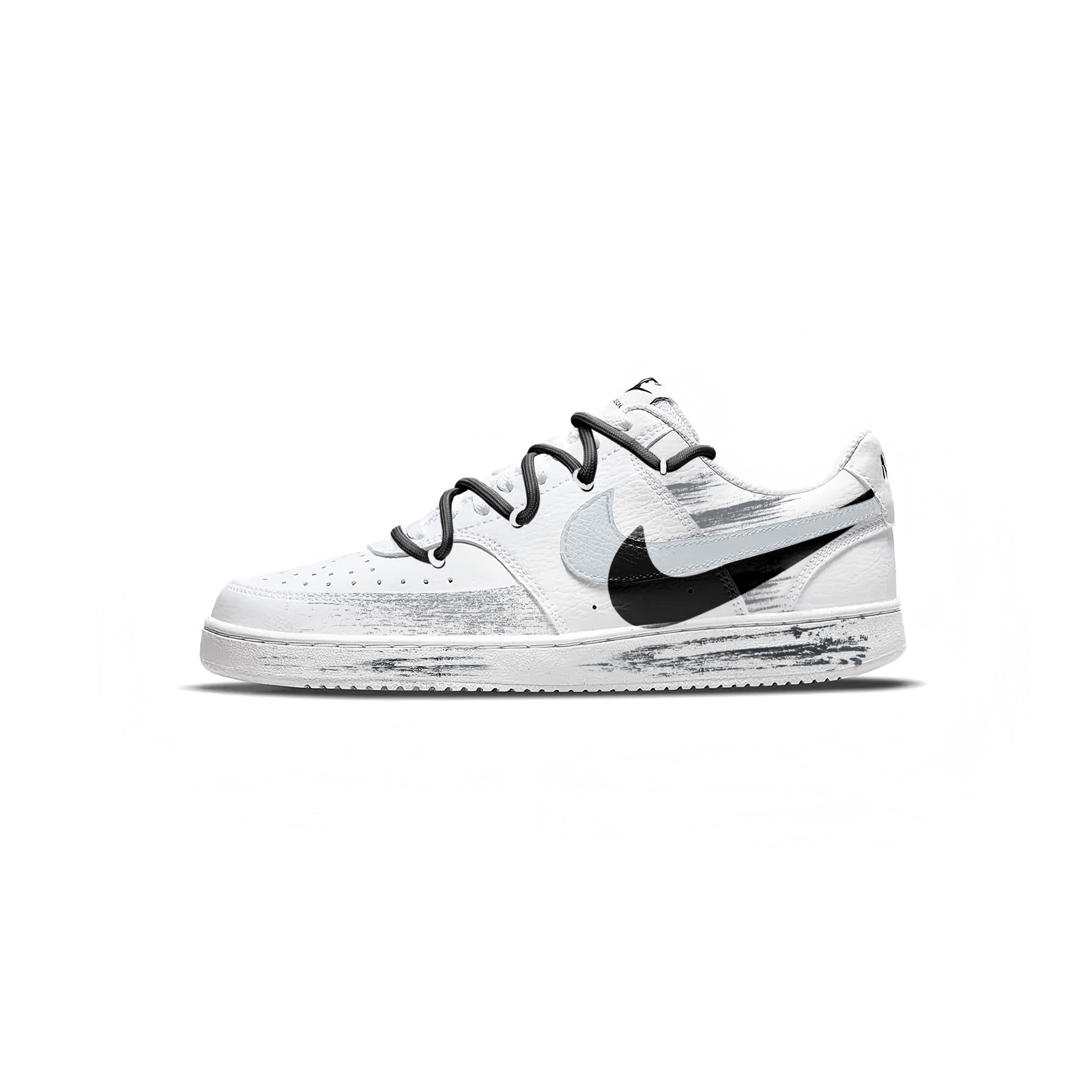 

Nike Кроссовки для скейтбординга Court Vision 1 Parallel Spacetime с защитой от истирания и противоскользящей подошвой, низкие, унисекс, черно-белые, цвет Black White