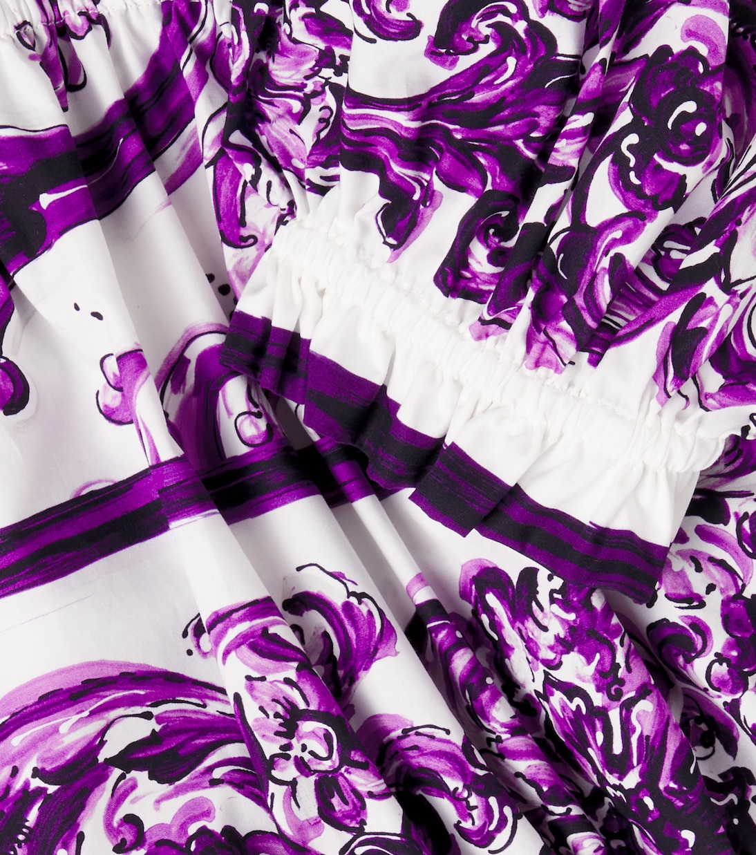 Блузка из поплина с принтом майолика Dolce&Gabbana Kids, Maiolica 3L Viola — фото 3