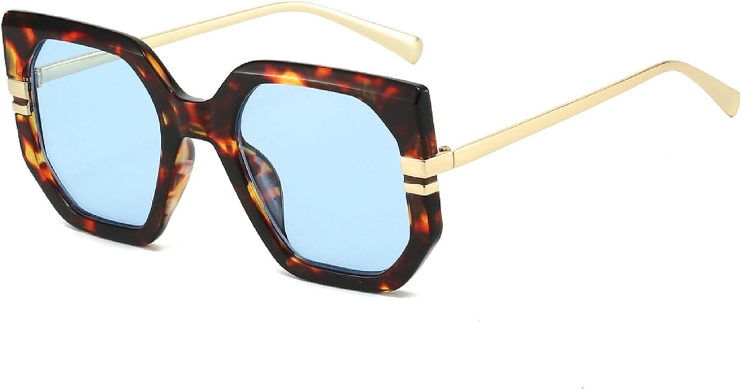 

Ретро-солнцезащитные очки большого размера для женщин и мужчин, модные и стильные, в стиле 80-х и 90-х, квадратные, с защитой от ультрафиолета UV400 mincl, Leopard Blue