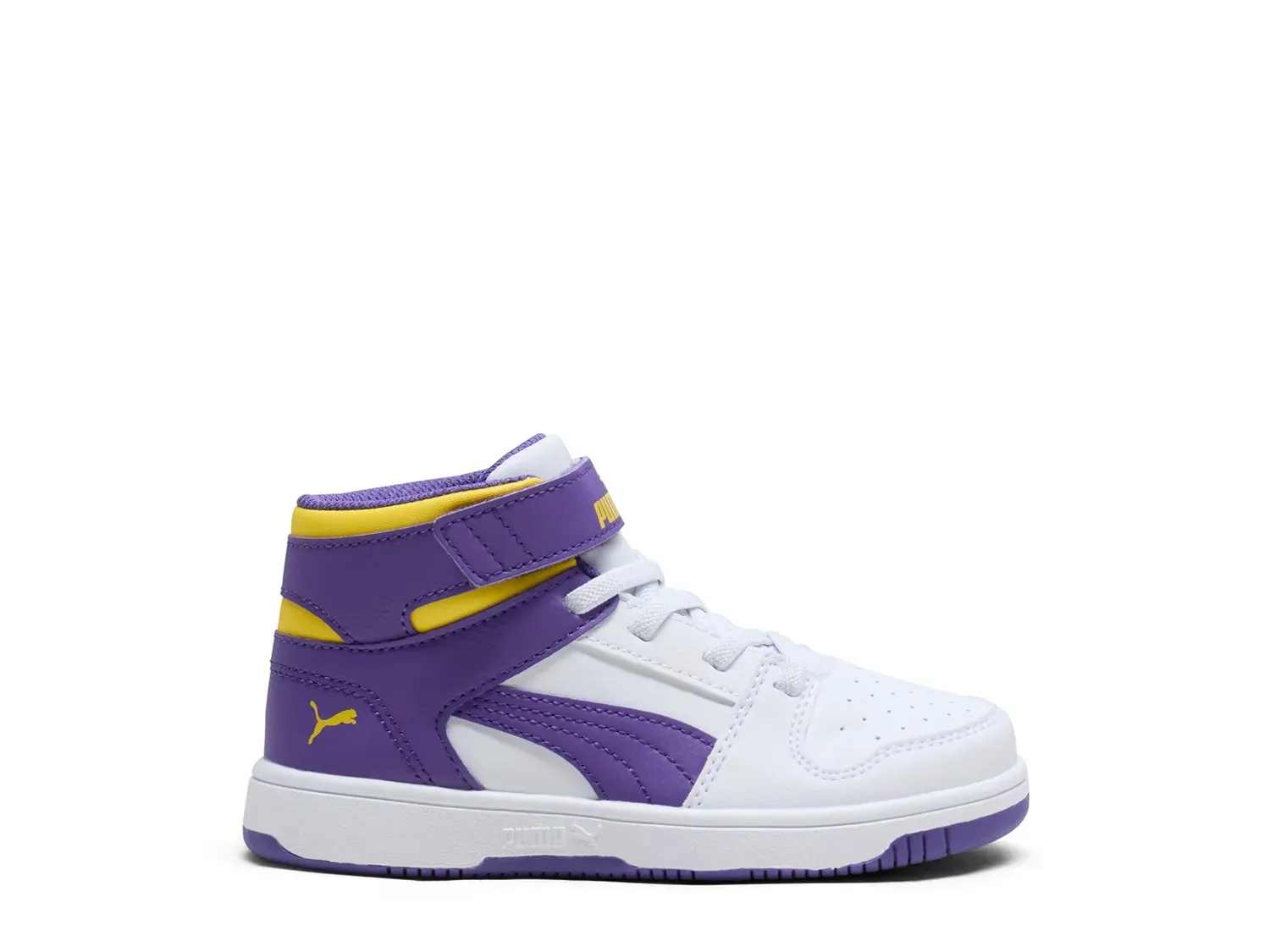 

Кроссовки Puma Rebound Layup V — детские, белые/фиолетовые/желтые