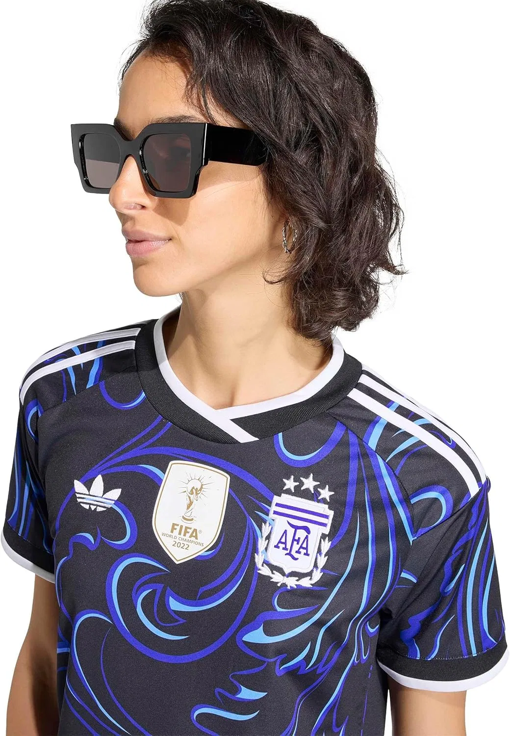 Футболка женская adidas Argentina 26 Away Replica Jersey, Black/Lucid Blue/Blue Burst — фото 3