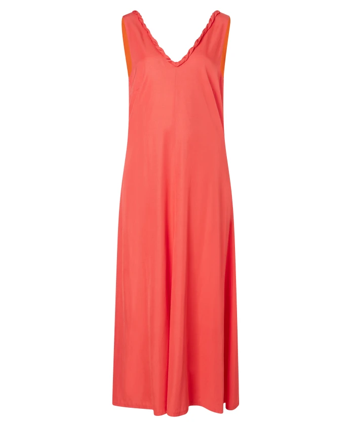 

Длинное платье кораллово-красного цвета с V-образным вырезом Ana Alcazar, красный