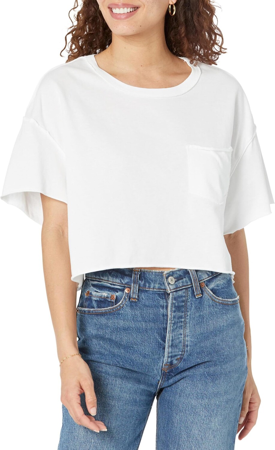 

Футболка Free People Fade Into You Short Sleeve, слоновая кость