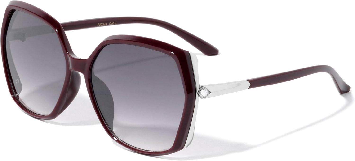 

Солнцезащитные очки VWE для женщин, модель «Бабочка», увеличенного размера, из пластика с металлическими вставками на дужках, защита от УФ-излучения UV400 V.W.E., Purple Silver