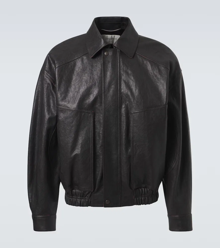 Кожаная куртка-блузон Saint Laurent, черный
