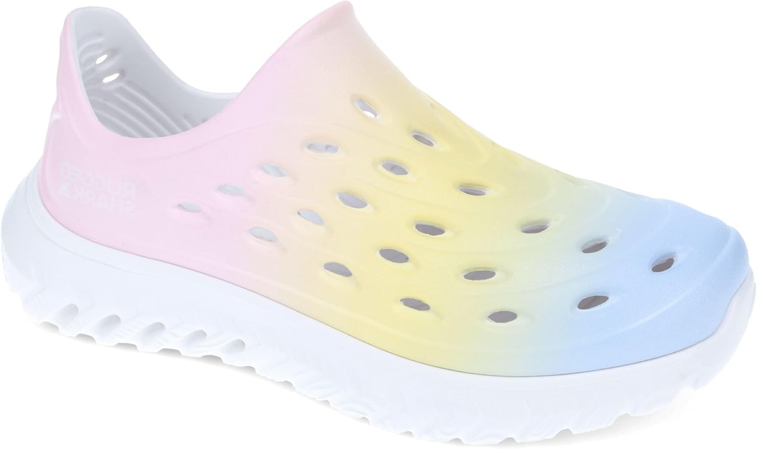 

Детские водные слипоны Rugged Shark Rift для мальчиков и девочек - быстросохнущая EVA, дренаж AQUAFLO, вентиляция, легкая текстурированная стелька, легко надевать и снимать, идеально для пляжа, бассейна и прогулок на свежем воздухе, Pastel Ombre