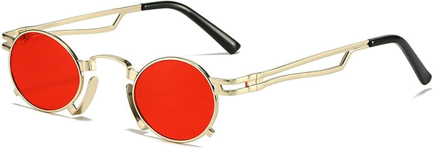 

Солнцезащитные очки Willochra Retro Small Oval для женщин, модные, с уникальной металлической оправой, защита от УФ-излучения UV400, для мужчин, в стиле панк, красные и желтые, C6