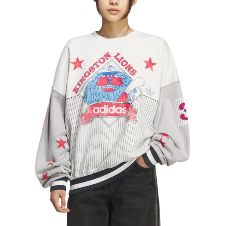 Бейсбольный свитшот Unisex Adidas Originals, светло-серый/белый — фото 2