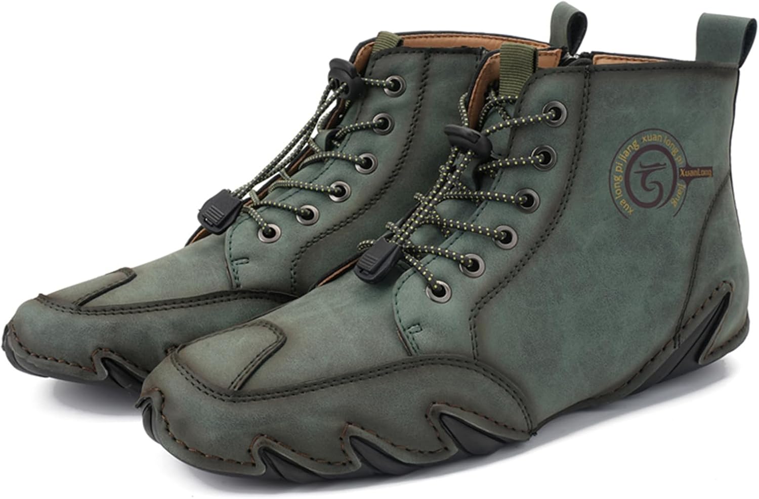 

Мужские модные кожаные кроссовки, ботинки челси на щиколотке, слипоны, легкие лоферы для прогулок и вождения Abborora, зеленый