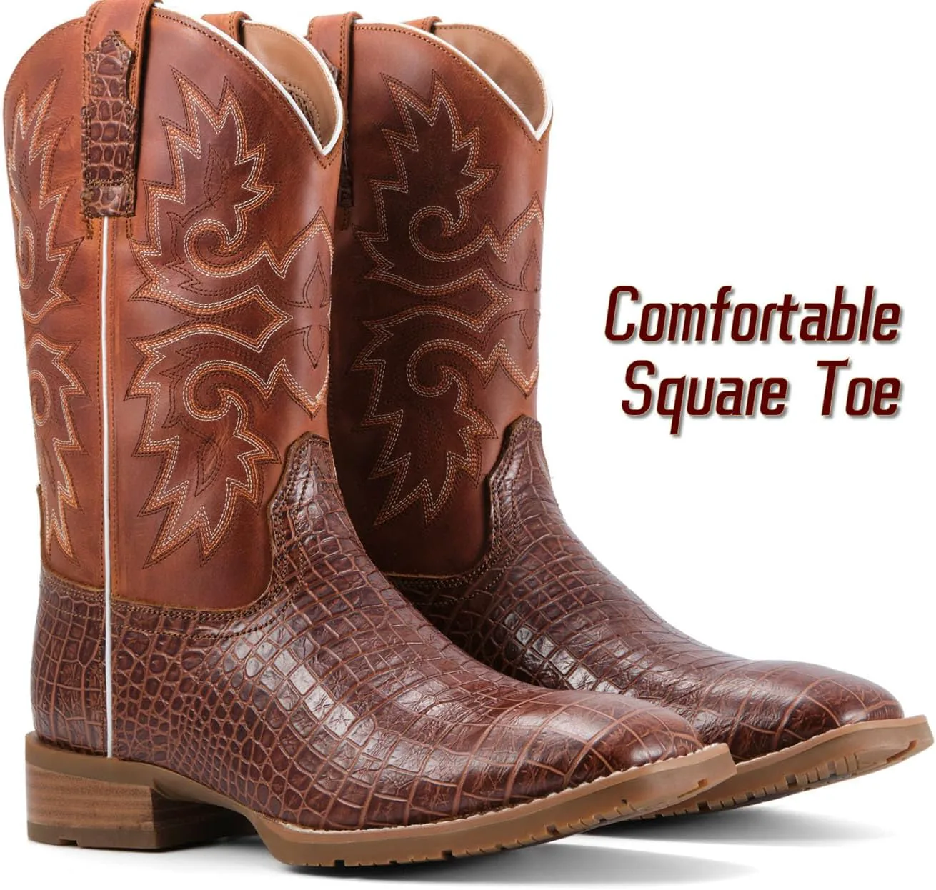Мужские сапоги SUREWAY Caiman Cowboy - мужские вестерн-сапоги с квадратным носком, масло- и скользкоустойчивые, прочные, модные классические сапоги-ботфорты высотой 10 дюймов, рабочие сапоги с мягким носком — фото 4