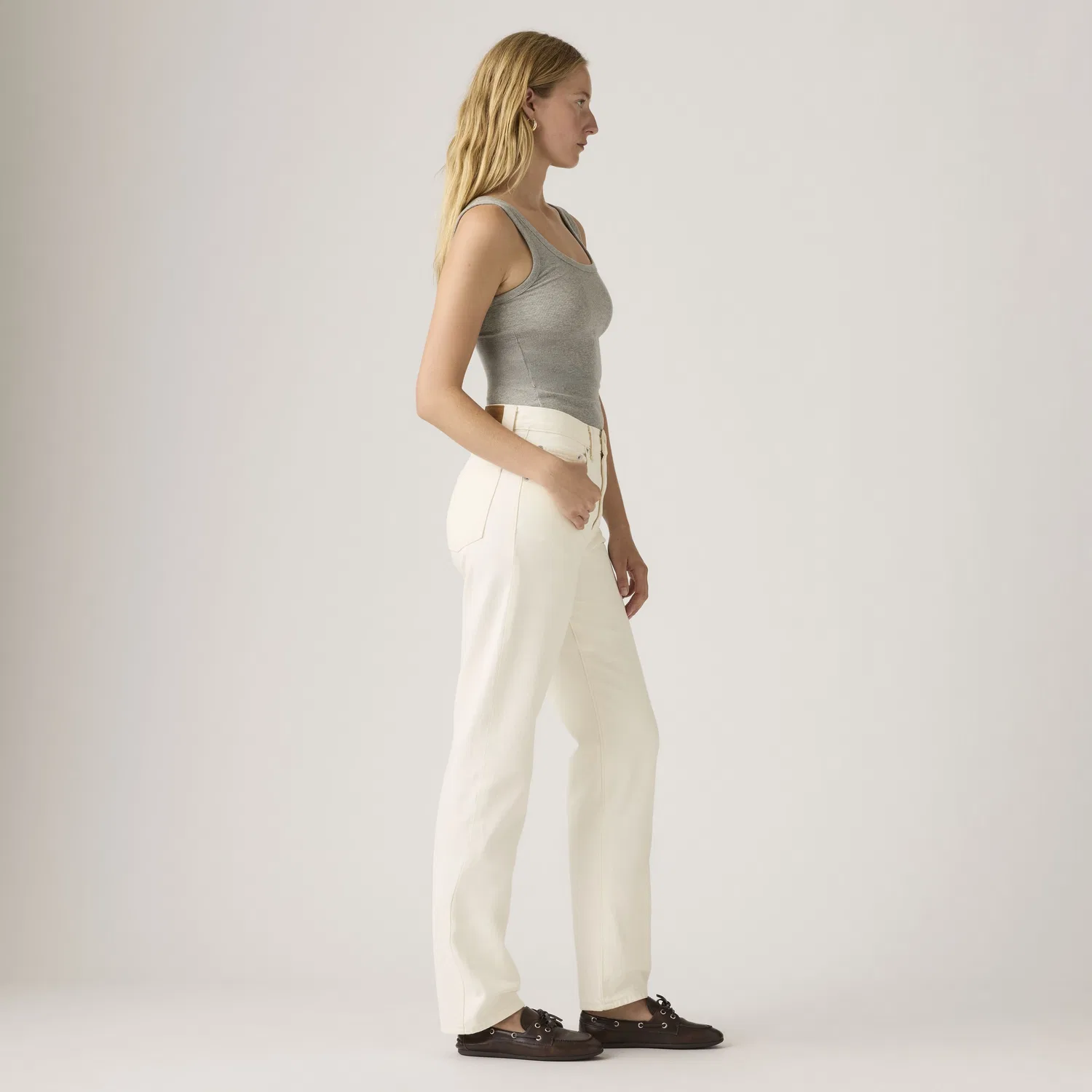 Простые джинсы для женщин от Easy Dad Levi's, White — фото 4