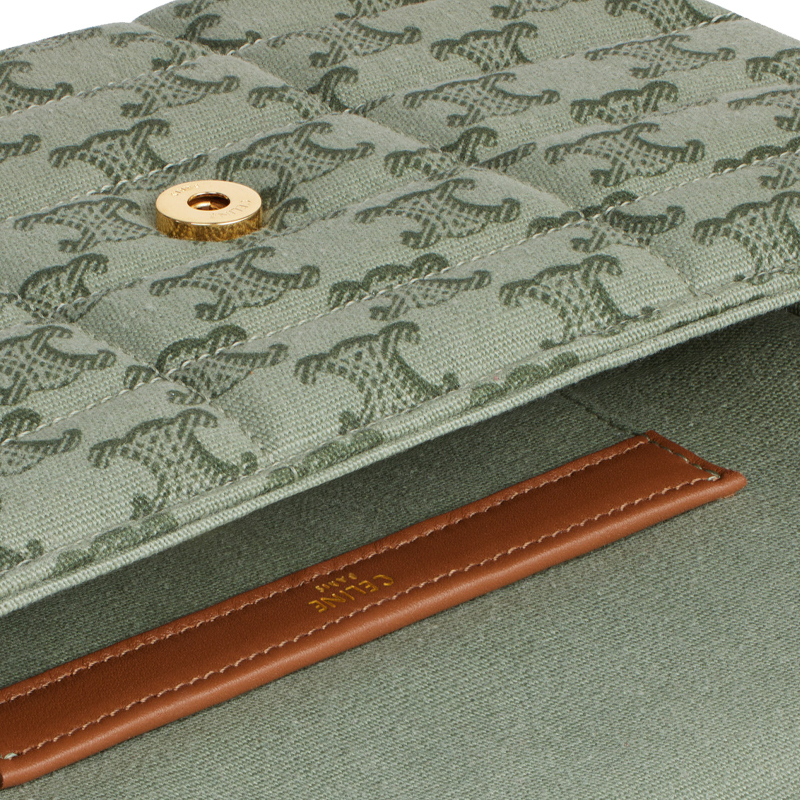 Мателласовый монохромный кроссбоди, женская сумка через плечо Khaki Green CELINE, Set (Bag+Dust Bag) — фото 4
