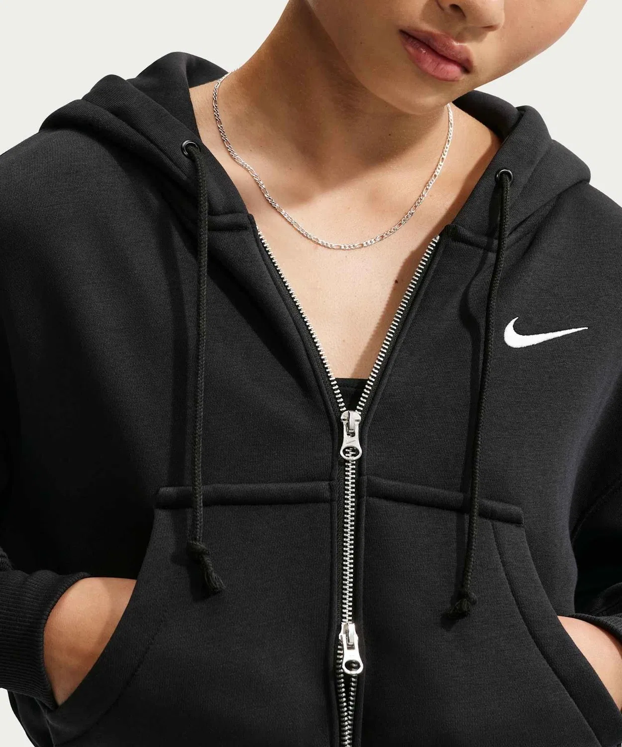 Женская свободная флисовая куртка Nike Sportswear Phoenix Fleece с полной застежкой-молнией, черная — фото 3