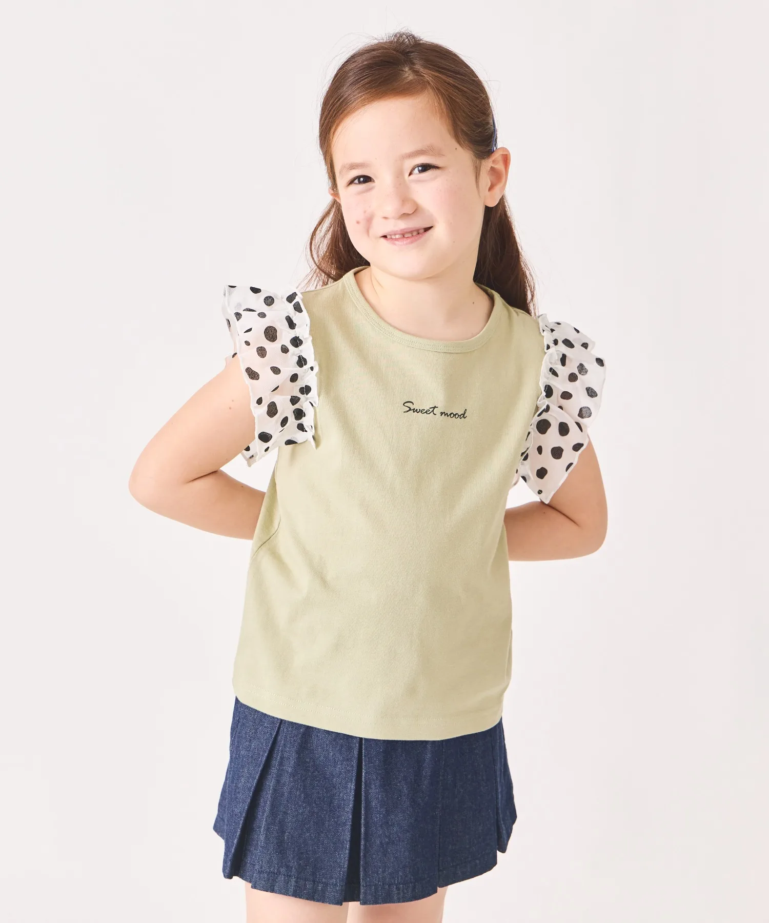 Детский топ с рукавами-флирт из хлопка ever closet khaki