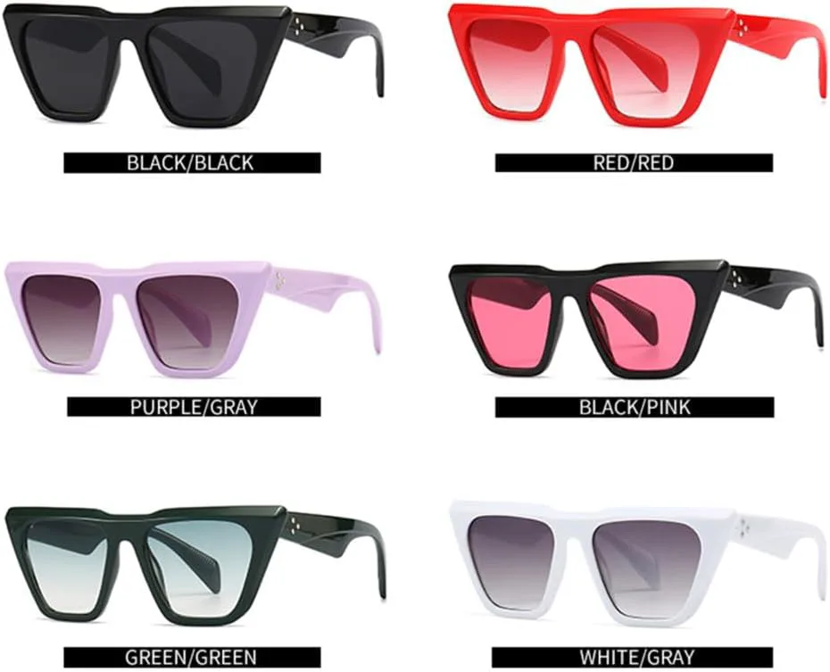 

Ретро-солнцезащитные очки «кошачий глаз» для мужчин и женщин, красные очки, водительские очки с защитой от УФ-излучения UV400 и зеркальными заклепками VFDHN, 3