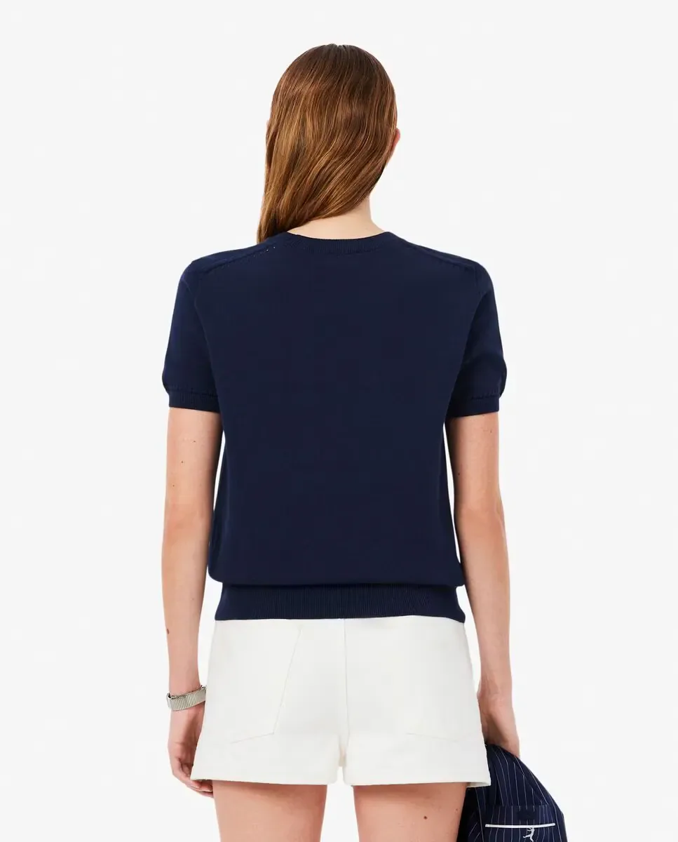 Футболка Lacoste с коротким рукавом из 3D вязаного трикотажа, синего цвета — фото 2