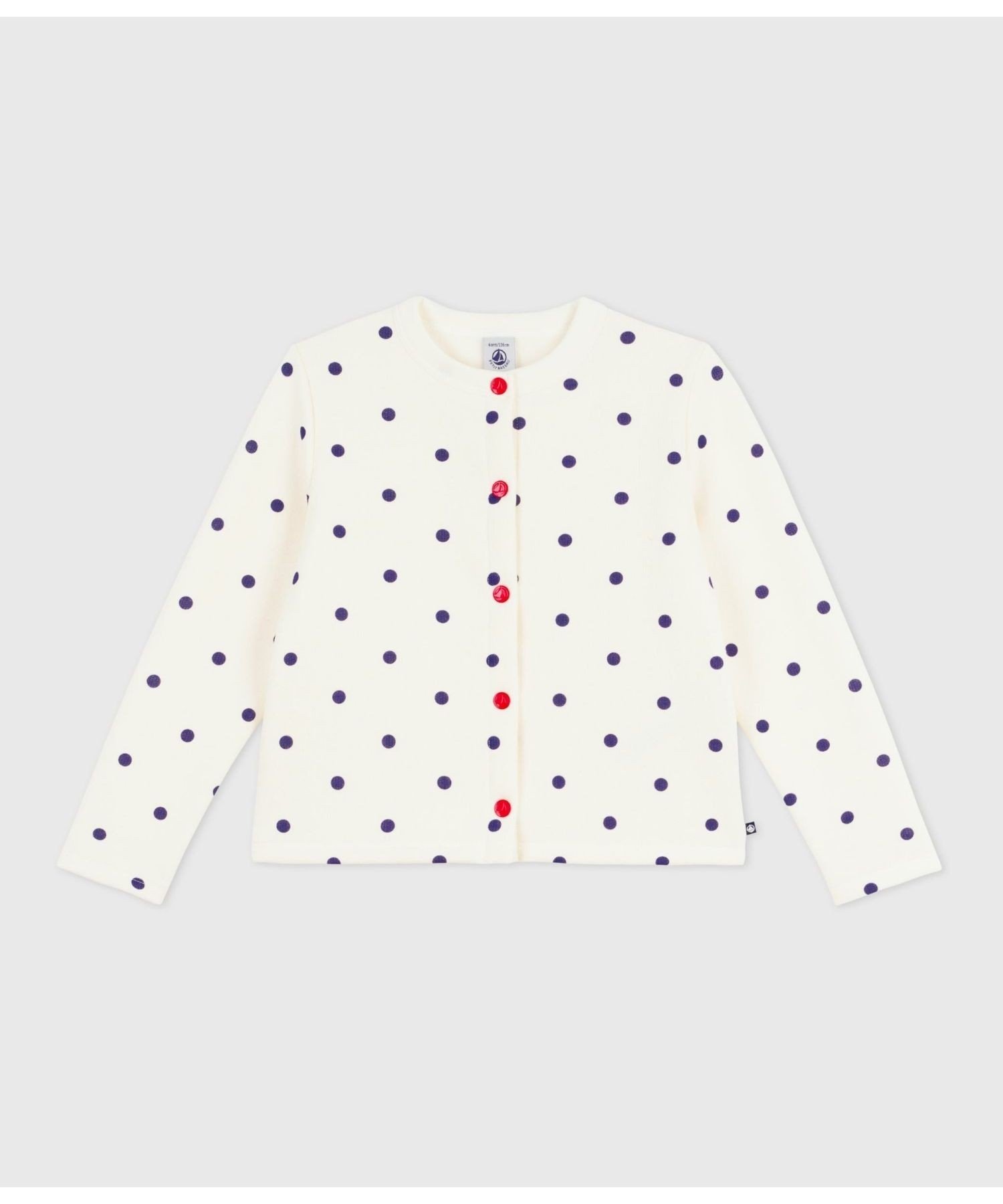Кардиган с принтом в горошек PETIT BATEAU, Off-white/blue — фото 4