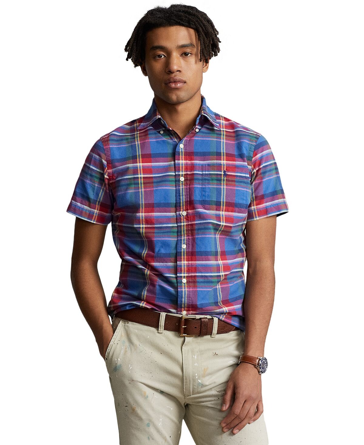 

Мужская оксфордская рубашка классического кроя в клетку Polo Ralph Lauren