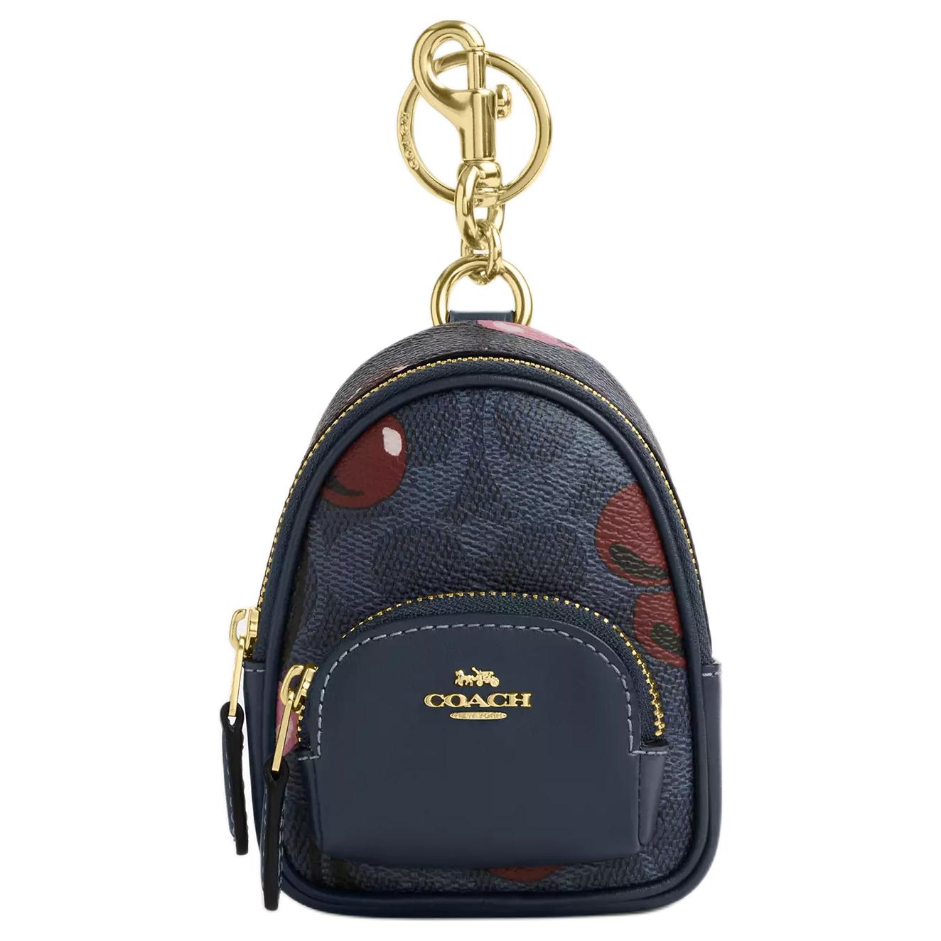 

COACH Сумка мини женская из текстиля с кожаными вставками золотистая джинсовая разноцветная, Gold Denim Multicolor
