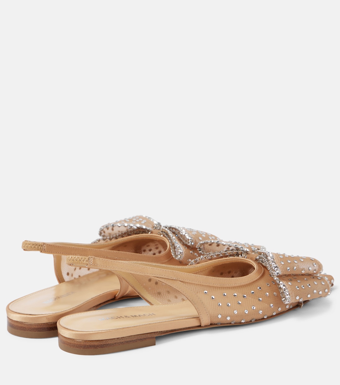Туфли Le Cadeau из тюля с декором и открытой пяткой Mach & Mach, Beige Strass — фото 2
