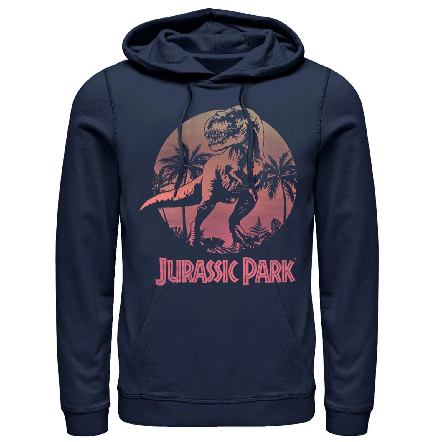 

Мужская толстовка с капюшоном «Парк Юрского периода T-Rex Gradient Sunset» Jurassic Park, синий