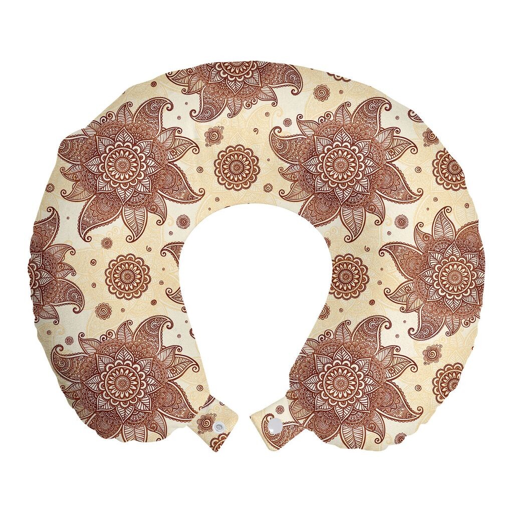 

ABAKUHAUS Brown Paisley дорожная подушка для шеи, осенние тона дамасской, пенопластовый дорожный предмет для самолета и автомобиля, 30х30 см, кремово-перцовый цвет слоновой кости