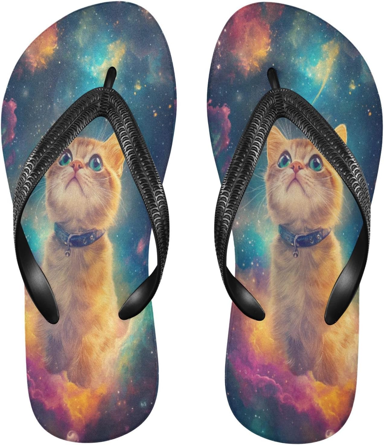 

Мужские шлепанцы для пляжа Galaxy Kitten Nebula с ремешком, резиновые, противоскользящие, летние тапочки для прогулок Sinestour