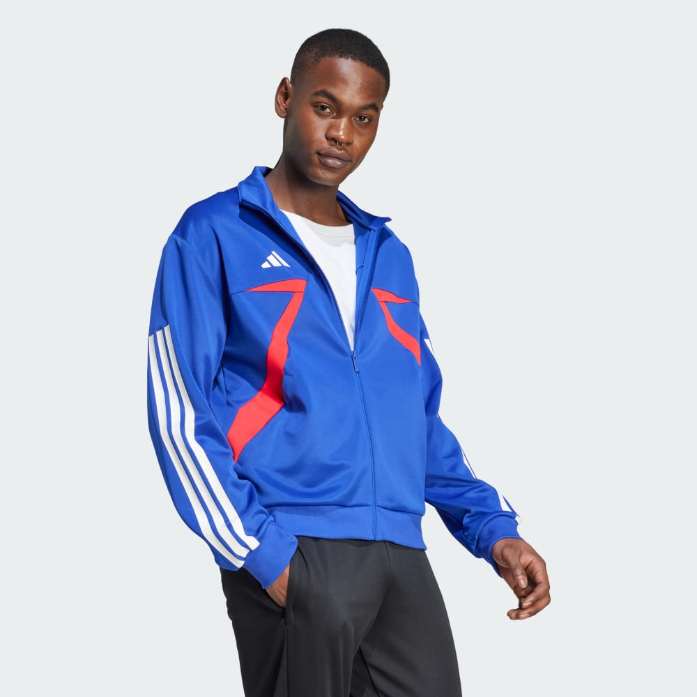 Спортивный костюм Adidas House of Tiro Nations Pack Track Top, цвет Semi Lucid Blue/Pure Ruby/White — фото 3