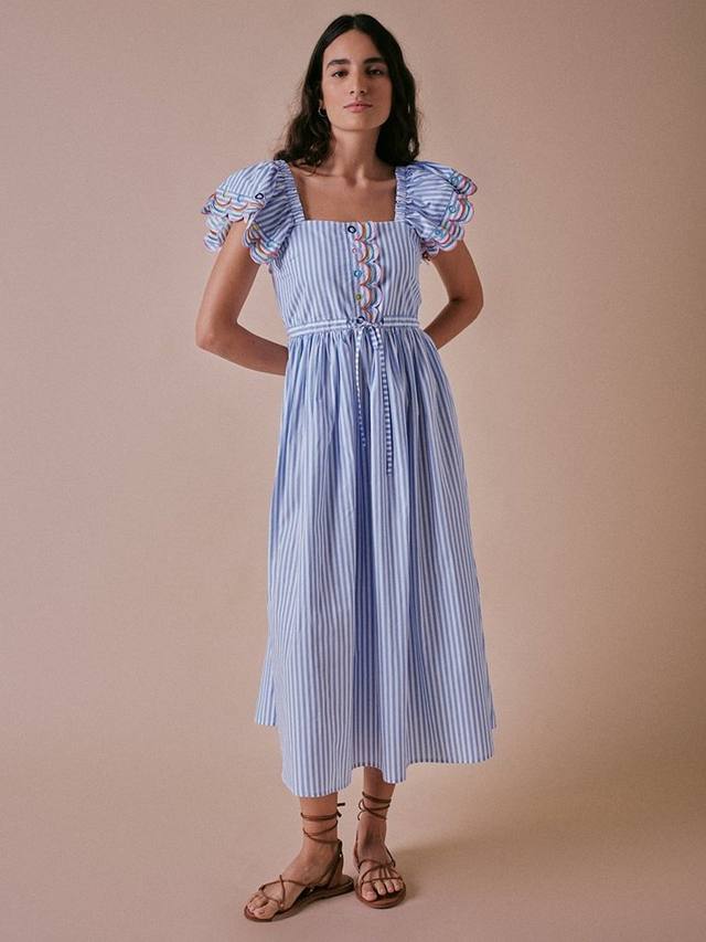 

Платье ярусное с полосатым волнистым краем Cape Cove, Blue/White