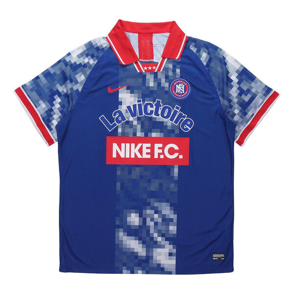 

Футболка football series lapel sport casual short sleeved polo shirt men's blue Nike, синий