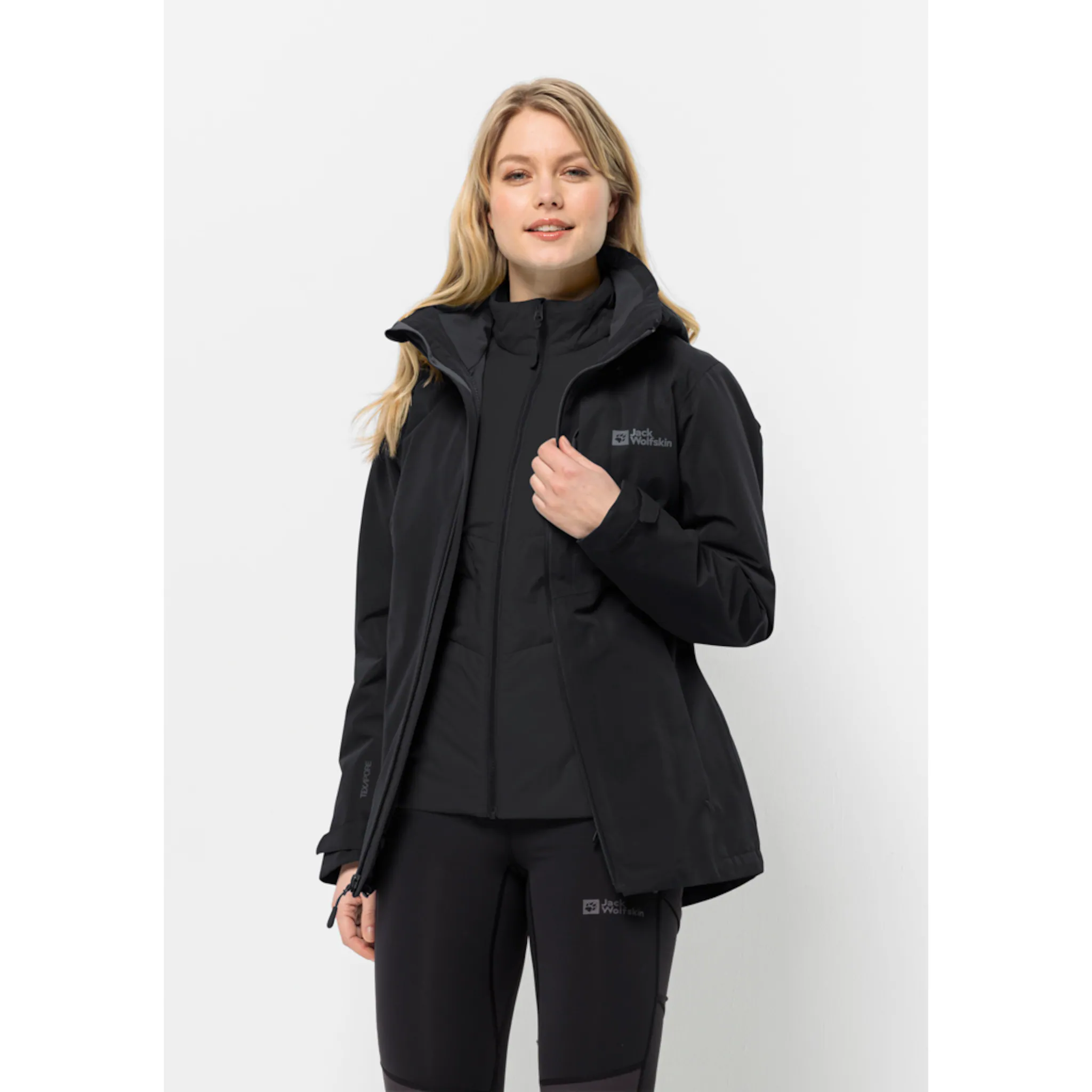 

Функциональная куртка 3-в-1 Jack Wolfskin "BERGLAND 3IN1 JKT W", с капюшоном, черный