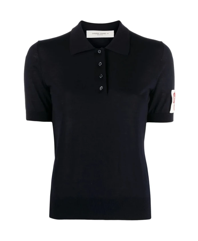 

Женская трикотажная футболка-поло темно-синего цвета Golden Goose, синий
