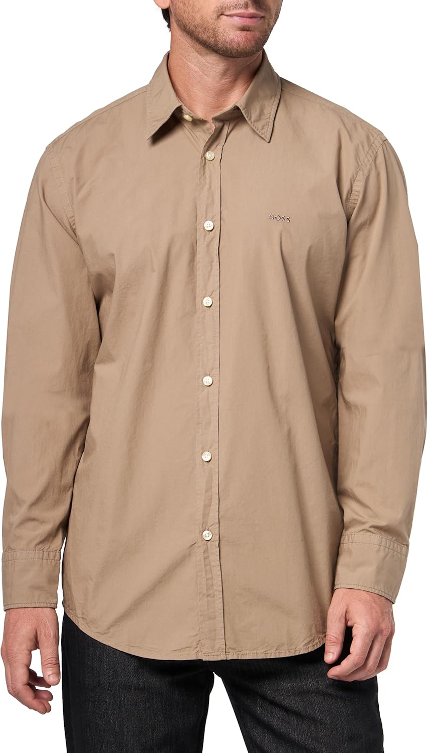 

BOSS Мужская мягкая фланелевая рубашка на пуговицах, Camel Dessert
