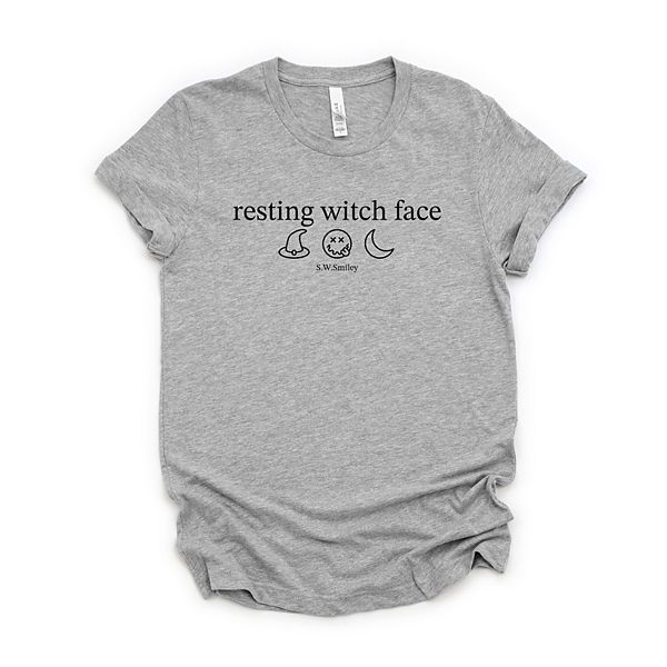 

Футболка с принтом SWSmiley resting witch face typewriter Simply Sage Market, Heather Grey