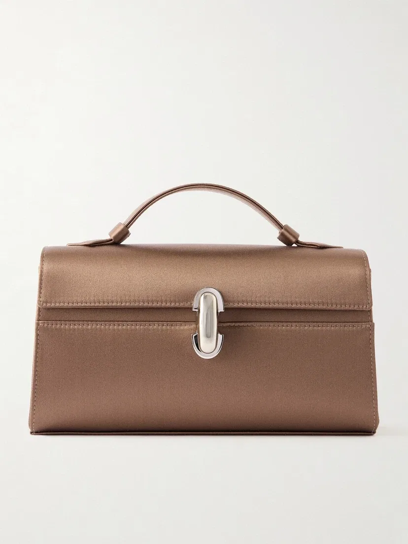 Сатчел из атласа Symmetry Pochette Savette, коричневый