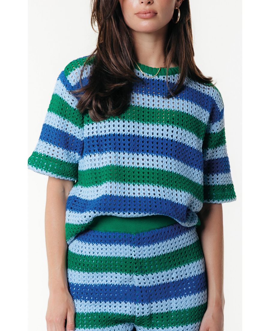 

Женская вязаная полосатая блузка Hope, длина с короткими рукавами Colourful Rebel, No Color