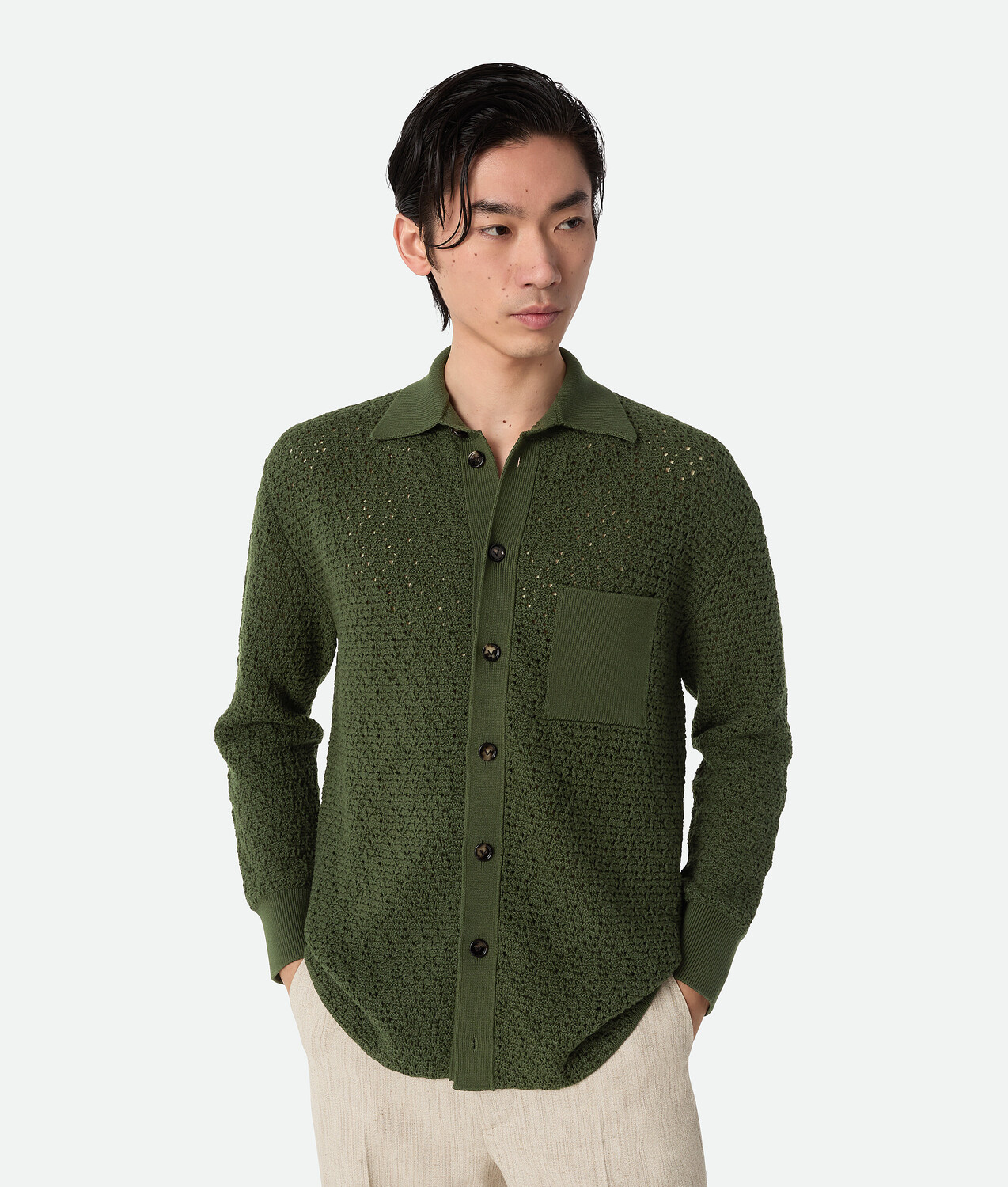

Cotton crochet knit shirt BOTTEGA VENETA, куст