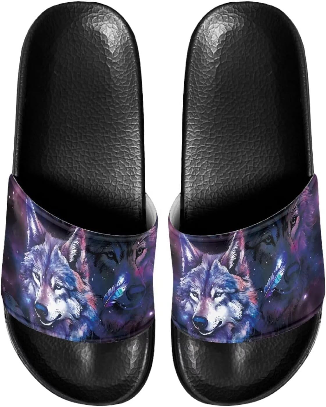 

Сандалии-шлепанцы для мужчин и женщин, с открытым носком, удобные пляжные шлепанцы на плоской подошве Judentidos, Galaxy Wolf