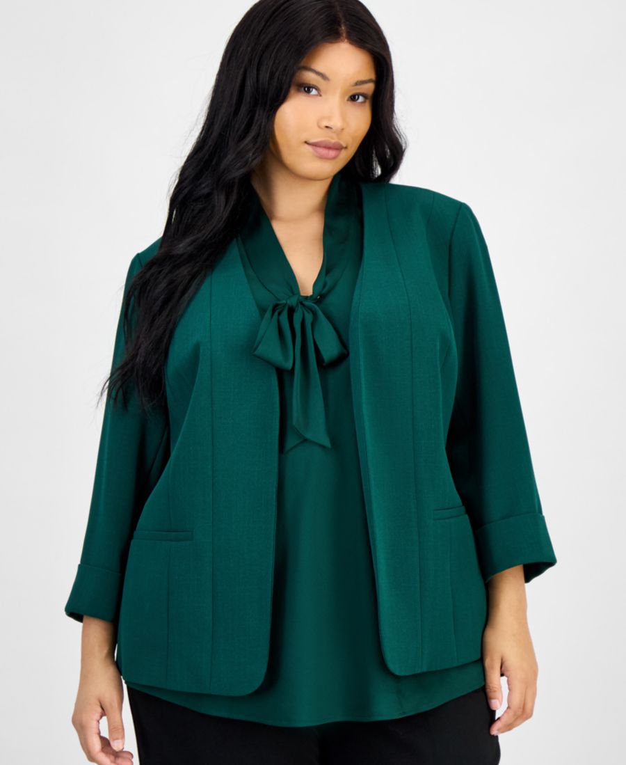 

Блейзер большого размера с рукавами 3/4 и открытым передом Kasper, Evergreen