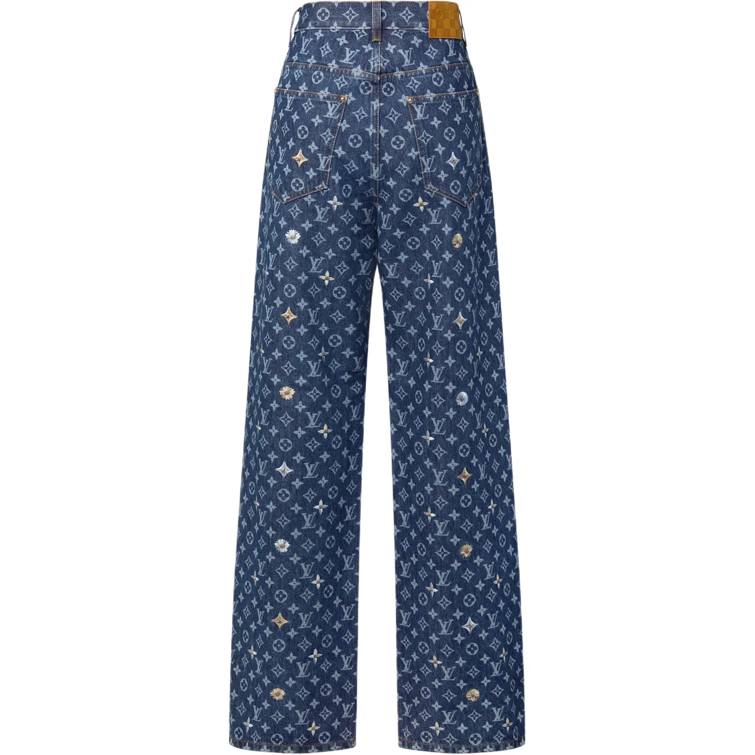 Джинсы Louis Vuitton Monogram Embroidered, синий — фото 3