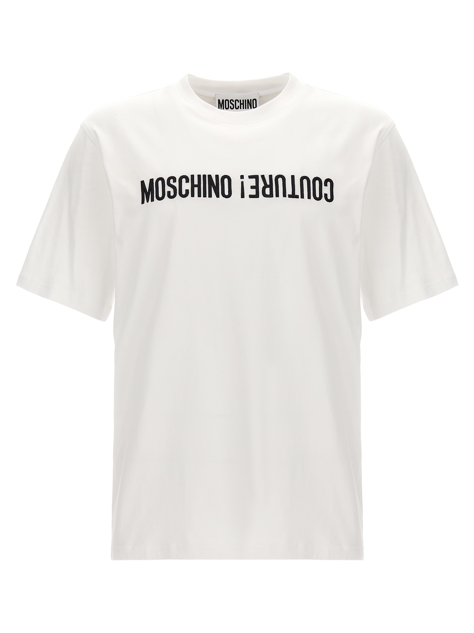 

Футболка с вышитым логотипом Moschino, белый/черный