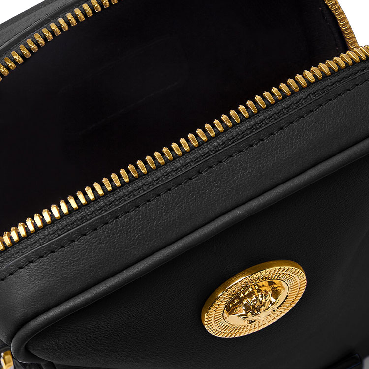 Сумка через плечо VERSACE La Medusa из коровьей кожи, мужская черная — фото 4