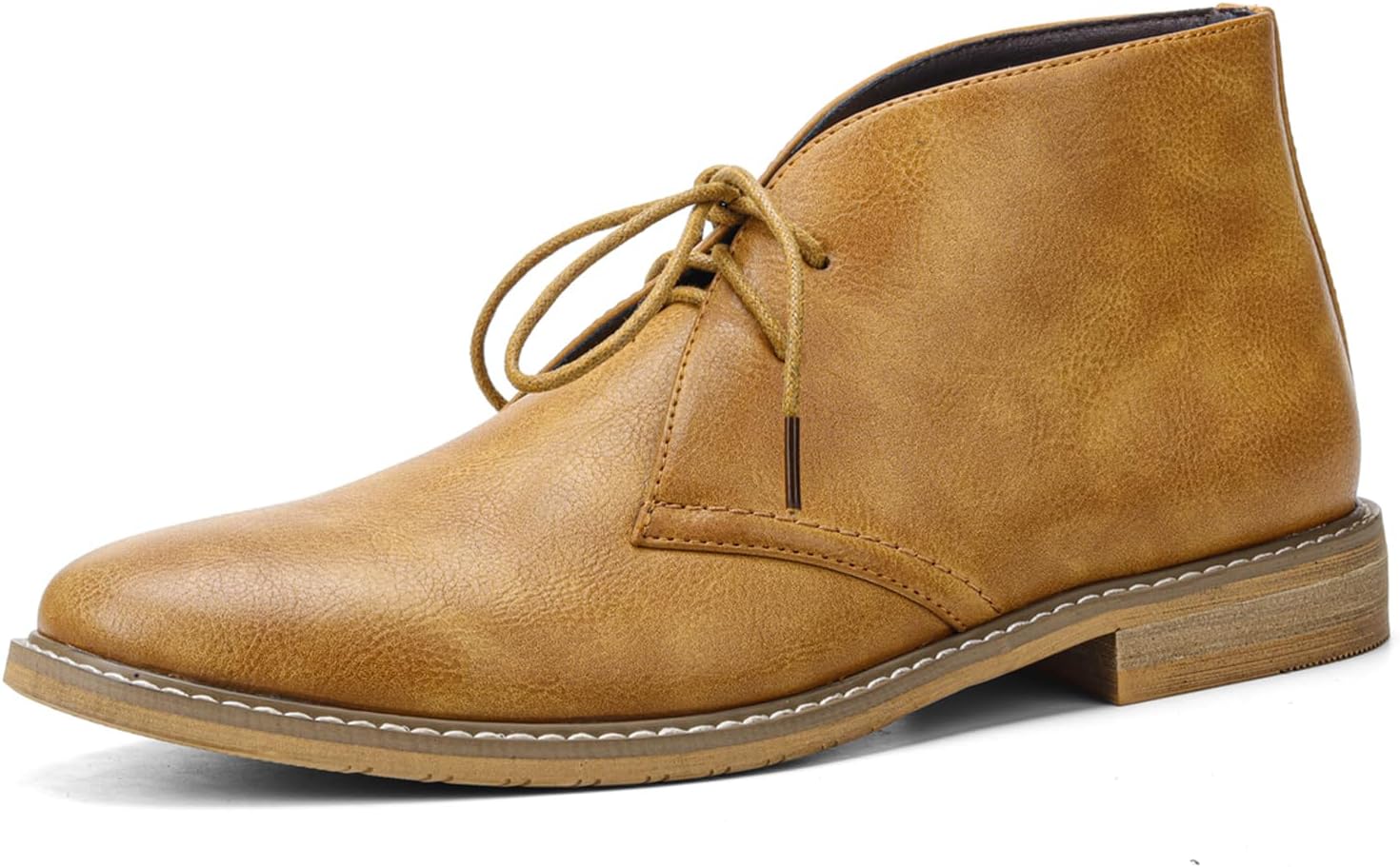 

Мужские кожаные ботинки AMAZIDEAL с шнуровкой, классические повседневные оксфорды с круглым носком, удобные нескользящие ретро-батники в стиле десерт, желтый