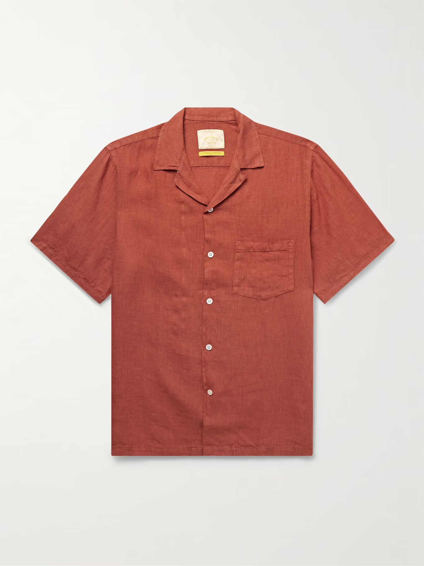 

Льняная рубашка с воротником-стойкой PORTUGUESE FLANNEL, цвет Brick