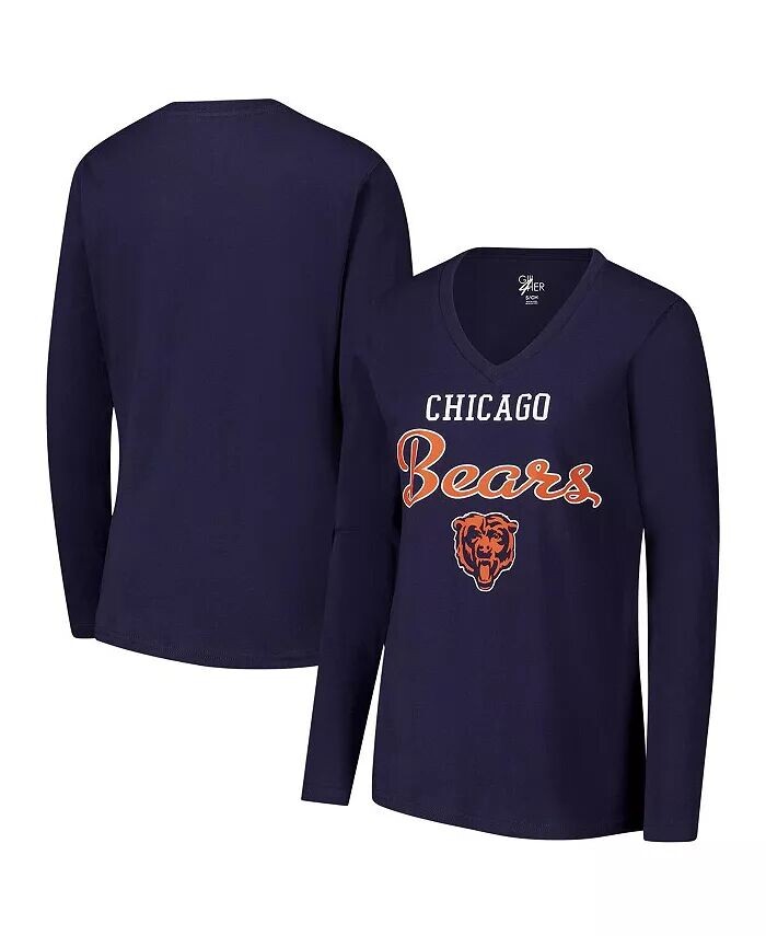 

Женская темно-синяя футболка Chicago Bears Post Season с длинным рукавом и V-образным вырезом G-III 4Her by Carl Banks