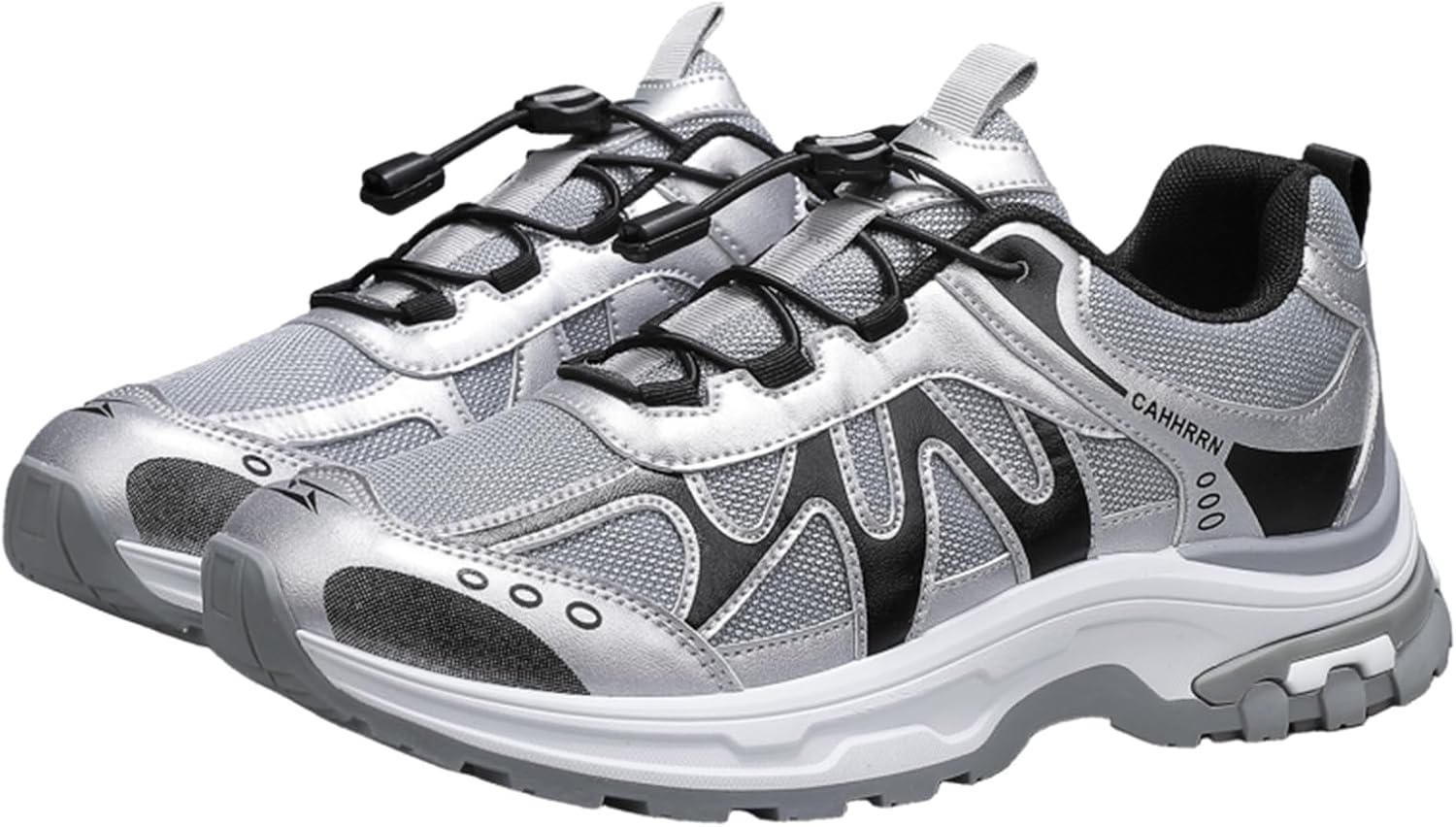 

Мужские кроссовки средней высоты из сетчатого материала с регулируемой петлей для удобного надевания, толстой нескользящей подошвой и закругленным носком в стиле «папиных кроссовок». Подходят для покупок, прогулок и путешествий Qaoterod, серебро