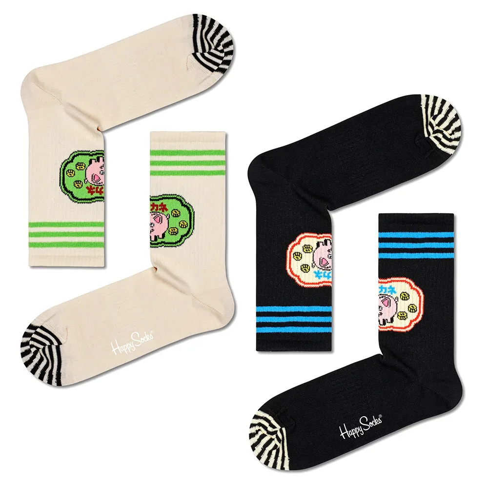 

Носки 2 шт Happy Socks Piggy Bank 3/4 Crew long, белый