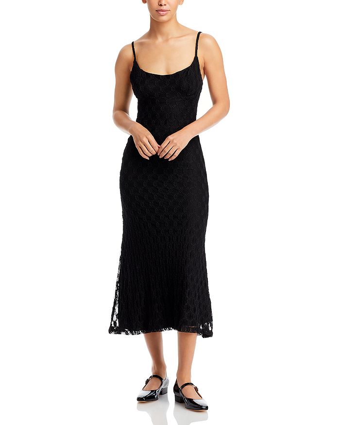 

Платье-комбинация миди Adoni Floral Mesh Bardot, черный