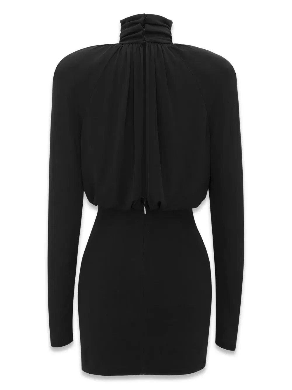 Мини-Платье из крепа с драпированными панелями Saint Laurent, черный — фото 2