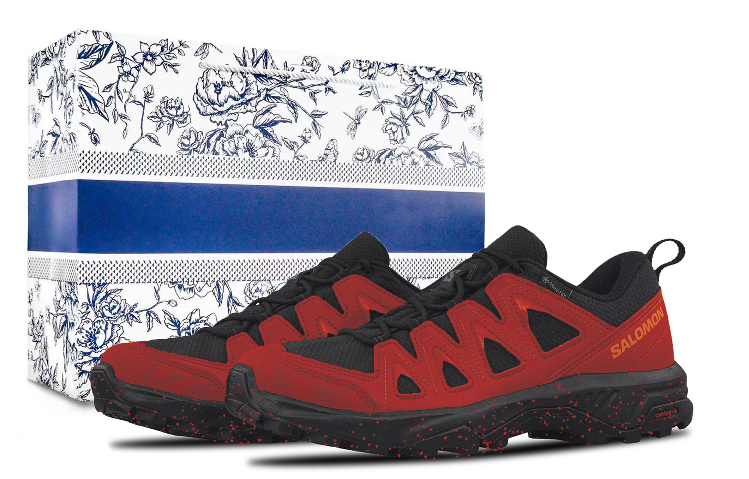 

SALOMON Мужские треккинговые ботинки X Braze Red Warrior с амортизацией, износостойкие, низкие, черно-красные